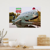 Poster Route 66 Catoosa Blue Whale Christmas Santa Hat (Cuisine)