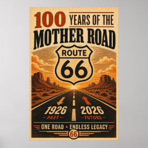 Poster Route 66 Centenaire Art Legacy Desert Sunset
