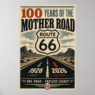 Poster Route 66 Centenaire Hommage à l'art de l'autoroute