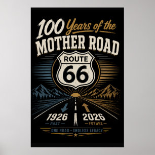 Poster Route 66 Centenaire Noir Année Séparée