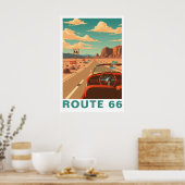 Poster Route 66 Classic Road Trip Travel Art (Cuisine)