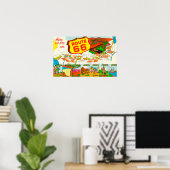 Poster Route 66 de Los Angeles à Chicago (Bureau à domicile)