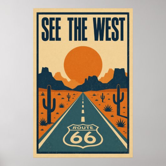 Poster Route 66 Découvrez l'Ouest Litho (Devant)
