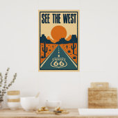 Poster Route 66 Découvrez l'Ouest Litho (Cuisine)