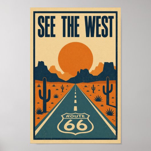 Poster Route 66 Découvrez l'Ouest Litho (Devant)