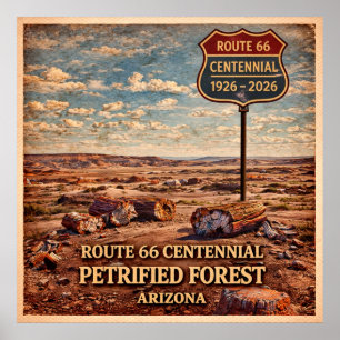 Poster Route 66 Forêt Pétrifiée Arizona