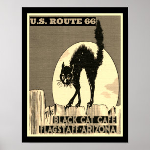Poster Route 66 Le Black Cat Cafe