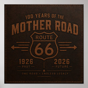 Poster Route 66 Man Cave Garage Art Centenaire