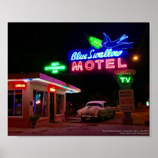 Poster Route 66 Neon | Blue Swallow Motel | Tucumcari, NM