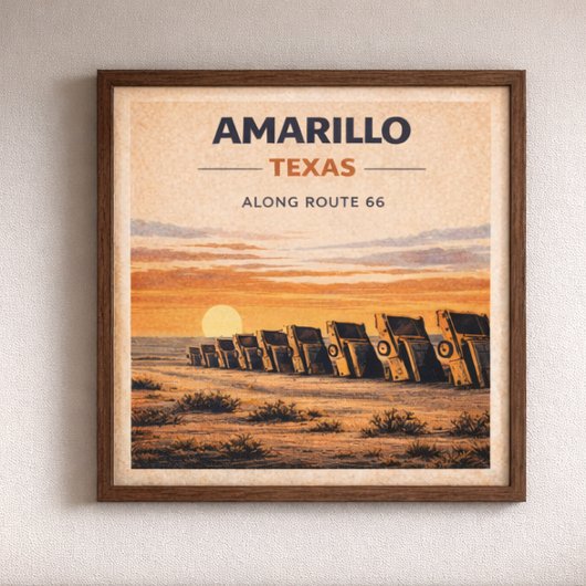 Poster Route 66 Patrimoine d'Amarillo Texas