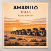 Poster Route 66 Patrimoine d'Amarillo Texas (Devant)