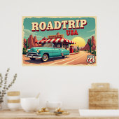 Poster Route 66 - Paysage animé (Cuisine)