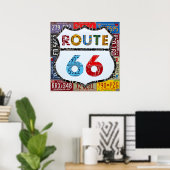Poster Route 66 Plaque de licence Art par design Turnpike (Bureau à domicile)