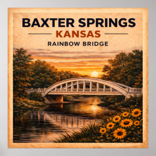Poster Route 66 Pont arc-en-ciel de Baxter Springs