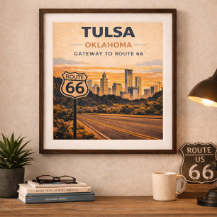 Poster Route 66 Porte du patrimoine de Tulsa Oklahoma
