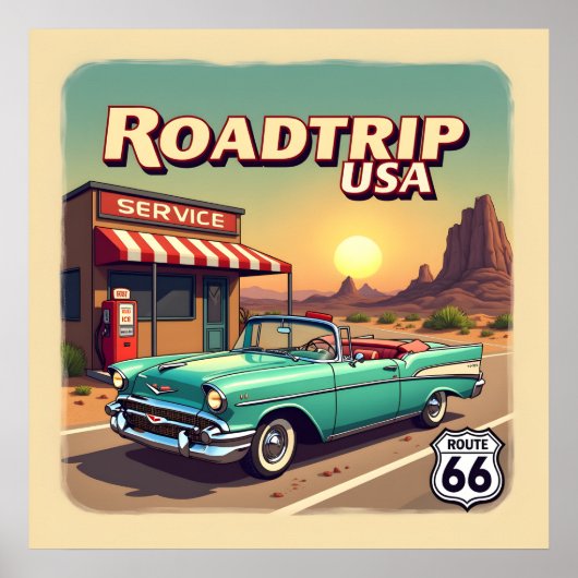 Poster Route 66 - Retro Pop Art (Devant)