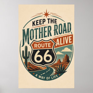 Poster Route 66 Southwest Desert Shield Patrimoine