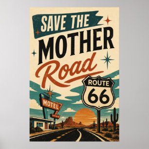 Poster Route 66 vintage des années 60, motel du désert, r