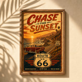 Poster Route 66 Vintage Sunset Highway