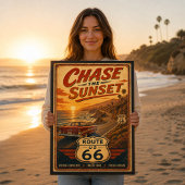 Poster Route 66 Vintage Sunset Highway