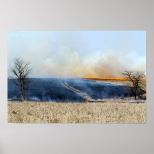 Poster Route à travers la prairie en feu