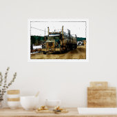 Poster Route bleue de camion de fret conduisant (Cuisine)