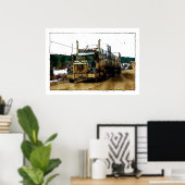 Poster Route bleue de camion de fret conduisant (Bureau à domicile)