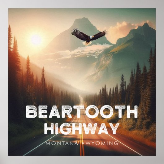 Poster Route de Beartooth Montana Wyoming Aigle (Devant)