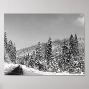 Poster Route de la forêt d'hiver