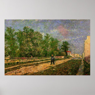 Poster Route de Paris avec un paysan par Vincent van Gogh