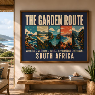 Poster Route du jardin illustration vintage Afrique du Su