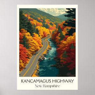 Poster Route Kancamagus NH Promenade Automnale