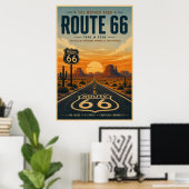 Poster Route Rétro 66 Art du Désert Centenaire (Bureau à domicile)