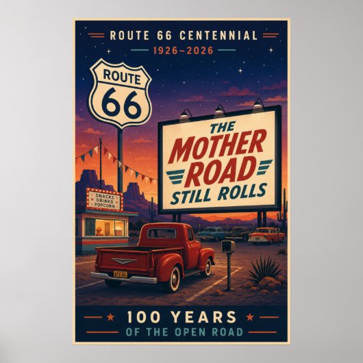 Poster Route Rétro 66 Centennial Drive In (Devant)