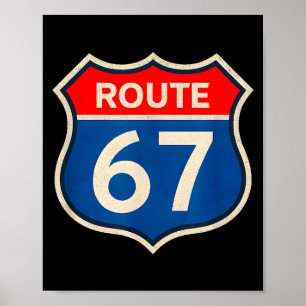 Poster Route Rétro 67 Mème Six Sept Aura Énergie Numéro 6