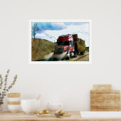 Poster Route rouge de camion de foin conduisant (Cuisine)