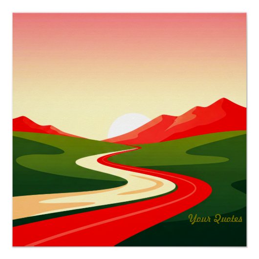 Poster Route sinueuse vers le soleil (Devant)
