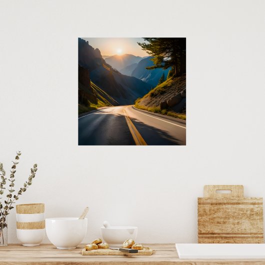 Poster Route vers le coucher du soleil (Cuisine)