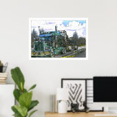 Poster Route verte de camion de fret conduisant (Bureau à domicile)