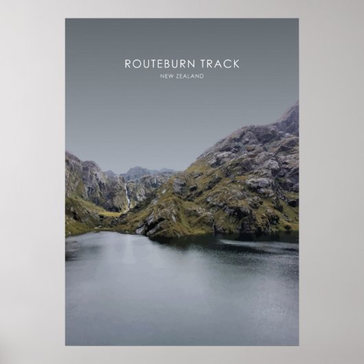 Poster Routeburn Track, Nouvelle-Zélande Illustration de  (Devant)