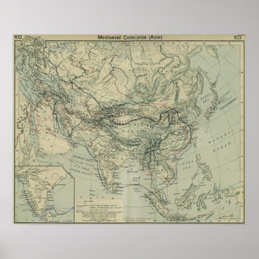 Poster Routes commerciales médiévales (Devant)