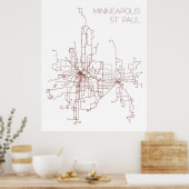 Poster Routes de transport en commun Minneapolis-St. Paul (Cuisine)