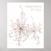 Poster Routes de transport en commun Minneapolis-St. Paul (Devant)