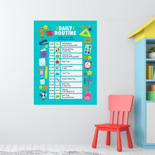 Poster Routine Quotidienne Mignonne Kawaii