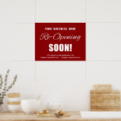 Poster Rouverture de l'entreprise bientôt Rouge (Cuisine)