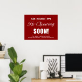 Poster Rouverture de l'entreprise bientôt Rouge (Bureau à domicile)