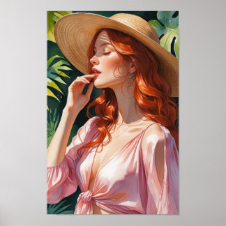 Poster Roux en rose - Vibration tropicale