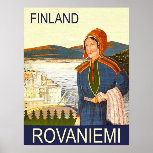 Poster Rovaniemi, Finlande, femme sur la côte (Devant)