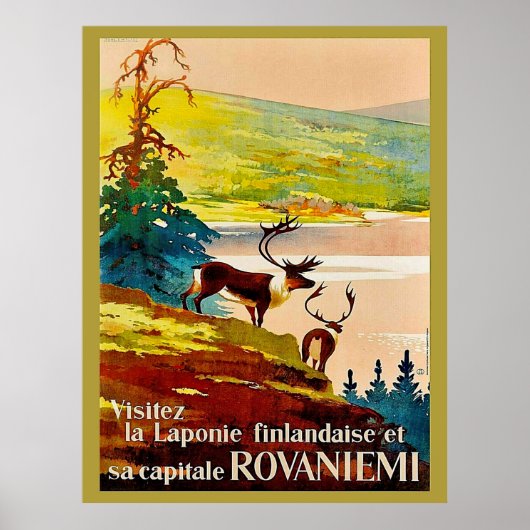 Poster Rovaniemi, Finlande, rennes sur la côte (Devant)