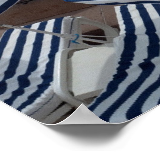 Poster Rows of Striped Beach Umbrellas With Sun Beds (Coin)